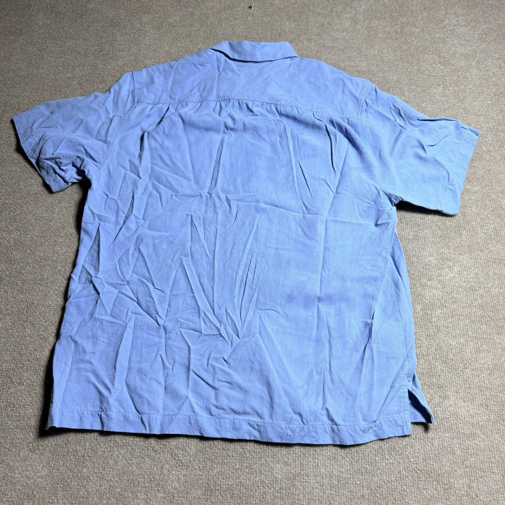 Tommy Bahama Shirt Mens Medium Blue 100% Silk Shadow Palm Jacquard T320095 - Picture 14 of 15